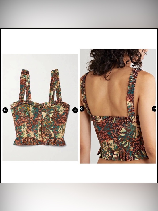 Tops - Ulla Johnson Alexandra Cropped Printed Cotton Poplin Top Women size S/M Corset